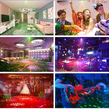 Laserový Projektor Svetlo 64 Vzory, DJ, Disco Svetlo Hudba RGB Fáze svetelný Efekt Lampa na Vianoce KTV Domácej Strane