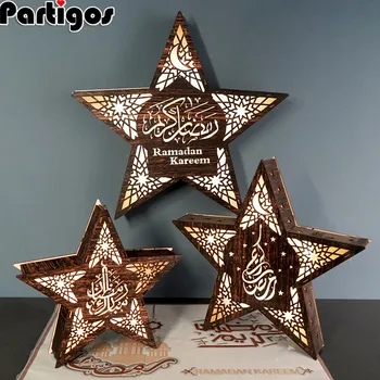L M S Veľkosťou EID Mubarak Päť-špicaté Hviezdy LED Nočné Svetlo Stene Visí EID Strana navrhne Ramadánu Dekor Moslimských Islam Party Decor
