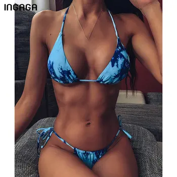 INGAGA Micro Bikini String Plavky s uväzovaním za Push Up Plavky Ženy 2021 Nový Remeň Biquini Brazílske Bikini Set plavky