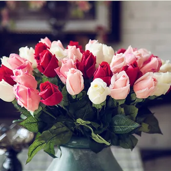 2017 nové Čerstvé ruže Umelé Kvety Skutočný Dotyk ruže, Kvety, Domáce dekorácie pre Svadobné Party alebo Narodeniny