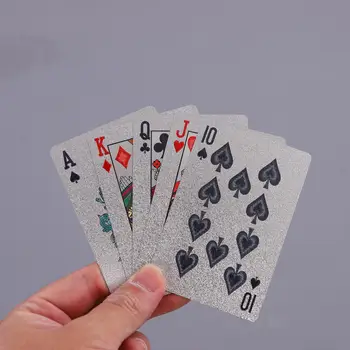 24K Zlatom, Hrá Karty Paluby Strieborné Fólie Poker Nastaviť Magic Card Trvanlivé Nepremokavé AMERICKÝ Dolár Dizajn Poler Kariet Poker Karty Umenie