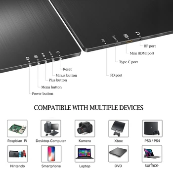 UPERFECT Prenosný Monitor Hdmi Dotykový Displej s 12,3-palcový PC PS4 Xbox 360 IPS HD LCD LED Displej pre Raspberry Pi Prepnutie Notebooku