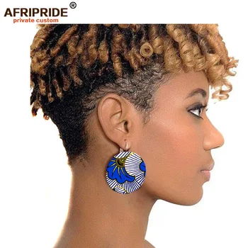 2019 Afriky módne náušnice pre ženy ankara textílie afriky módne stud náušnice tlač kvetinový náušnice šperky AFRIPRIDE S004