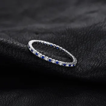 JewelryPalace Vytvorené Modrá Spinelovou Krúžok 925 Sterling Silver Krúžky pre Ženy Snubné Prstene Večnosti Kapela Striebro 925 Jemné Šperky