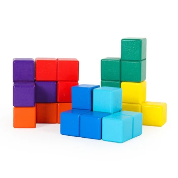 Drevené 3D Soma Kocky, na Skladanie Hry s 7 Farebné Tehly Mozgu Hlavolamy Hračka Novinka Hračky Tetris 3D Magic Cube Multi-farebné Hračky