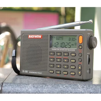 Radiwow R-108 Digitálne Prenosné Rádio Stereo FM /LW/SW/MW /AIR/DSP S LCD/Vysoká Kvalita Zvuku, Funkcia Budíka Pre Vnútorné Vonkajšie