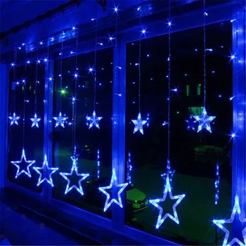 LED Záves Garland Star String Svetlá, Vianočné, Svadobné Stene Okno Obchod Dekoratívne Svetlo na Vianoce, Nový Rok Party Dekorácie