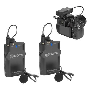 Boya BY-WM4 Pro profesionálny Bezdrôtový Mikrofón Systém Lavalier Klope Mic pre Canon, Nikon, Sony DSLR Videokamera Záznamník iPhone