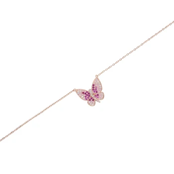 Rose gold ružová pinky biela cz prívesok motýľ náhrdelník roztomilý zvierat dizajn ženy módne šperky