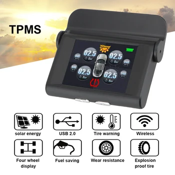 Smart Auto TPMS Monitorovania Tlaku v Pneumatikách Systém USB Solárnej Energie, Digitálny LCD Displej Automatické poplašných Systémov Tlaku v Pneumatikách