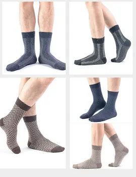 5 Párov/Veľa pánske Vlnené Ponožky Vyrobené Vysoko Kvalitný Fleece Ponožky Dlhé Trubice Teplé, Hrubé Ponožky Muž Calcetines Hombre Jeseň Zima Darček