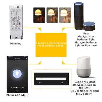 Hlasové Ovládanie Wifi DIY Dimmer Prepínač Bezdrôtového Diaľkového Ovládania Modul Smart Home Automation Svetlá, Vypínače so Alexa Domovská stránka Google