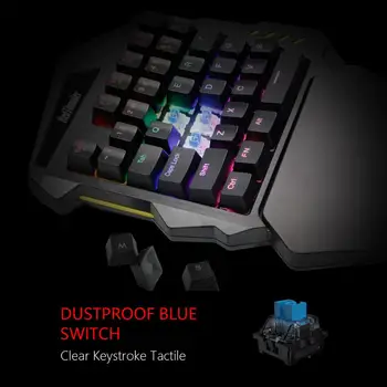 RedThunder Jednou Rukou Mechanical Gaming Keyboard Pohode Podsvietený Prenosný Mini Klávesnica, Ergonomická Herný ovládač pre PC, Xbox Hráč