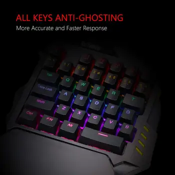 RedThunder Jednou Rukou Mechanical Gaming Keyboard Pohode Podsvietený Prenosný Mini Klávesnica, Ergonomická Herný ovládač pre PC, Xbox Hráč