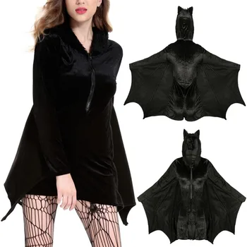 Halloween Bat Kostým Čarodejnice S Ponožky Pure Black tvaru Dlhý Rukáv Top Funny Módne Festival Oblečenie