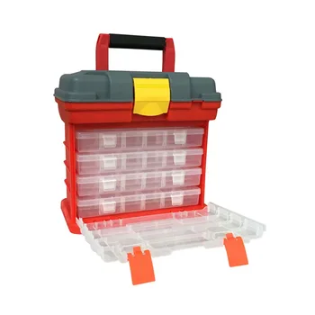 Prenosné Plastové Nástroj Úložný Box Odolné Organizátor Box, 4 Zásuvky s 18 Oddelení Každý Hardvéru, Ryby Riešiť, Korálky