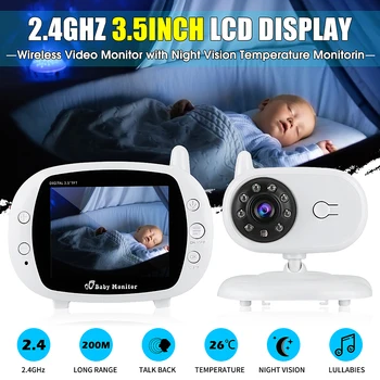 3.5 Digitálne Bezdrôtové Baby Monitor LCD Displej Video Farba Bezpečnostné Kamery Teplota 2 Spôsob, ako Hovoriť Nočné Videnie Detská Opatrovateľka, Fotoaparát