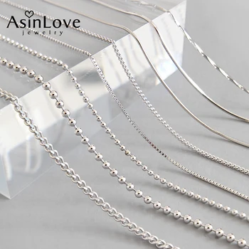 AsinLove Klasické 925 Sterling Silver Chain Had Kosti Náhrdelník pre Ženy Minimalistický Perličiek Reťaze Módne All-zápas Jemné Šperky