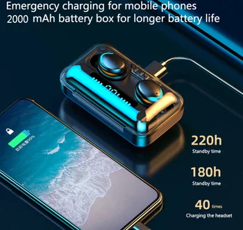 TWS Bluetooth Slúchadlá 2200mAh Plnenie Box Bezdrôtový esrphone 9D Stereo Športové Vodotesné Slúchadlá Slúchadlá S Mikrofónom