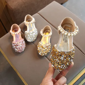 2020 jar a v lete, baby, dievčatá topánky kórejský princezná deti topánky členkové topánky topánky pearl flitrami tanečné topánky