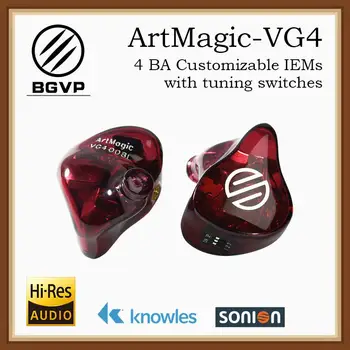 BGVP VG4 HIFI Slúchadlá ArtMagic 4 Vyvážený Armatúr Prispôsobiteľné V Uchu Hudby Monitory MMCX Rozhranie S HIFI Kábel Slúchadiel