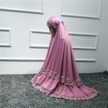 Moslimské Uctievanie Župan Ženy Modlitba Odev Sady Abaya Formálne Čipky Veľká Swing Maxi Sukne arabských Kaftan Islamské oblečenie kimono jubah