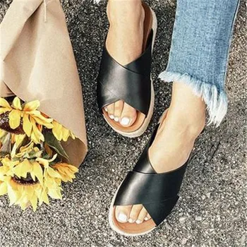Nové konopné lano tkané hrubé-soled žena sandále nosenie príležitostné sandále a papuče žena Listov jednofarebné dámske topánky veľkosť 41