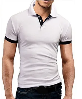 2019 Nové pánske Slim Fit T Letné Tričko Slim Fit Krátky Rukáv T Shirt Topy Patchwork Biela Čierna tričko Plus Veľkosť S-5XL