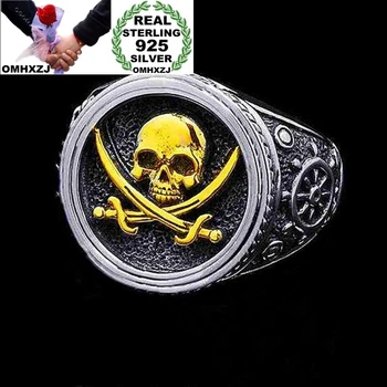 OMHXZJ Šperky Veľkoobchod RR1177 Európskej Módy Hot Jemný Muž Strany, Narodeninám, Svadobný Dar, Punk Pirát 925 Sterling Silver Ring