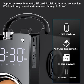Super Bass Bluetooth Reproduktor Prenosný Stĺpec Vysoko výkonný Subwoofer Hudobné Centrum Podpory AUX TF FM Rádio, Bluetooth Stĺpec Boom Box