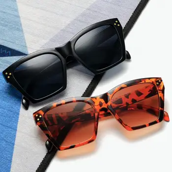 LongKeeper Vintage Námestie slnečné Okuliare Ženy Trendy Nit Cat Eye Slnečné Okuliare Dámy Black Leopard Odtiene Okuliare lentes de sol
