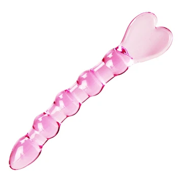 Candiway Ružová Vodotesné Priehľadné Srdce Design Sklenené Dildo Análny Plug Dospelých, Sexuálne Hračky Pre Páry
