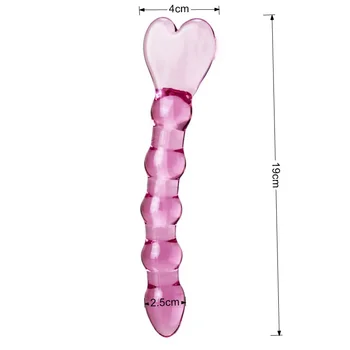 Candiway Ružová Vodotesné Priehľadné Srdce Design Sklenené Dildo Análny Plug Dospelých, Sexuálne Hračky Pre Páry
