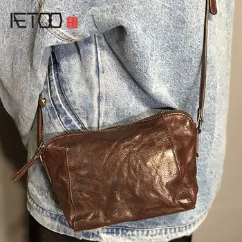 AETOO Kožený retro stiletto taška, literárnej a umeleckej žien taška, ručne vyrobené cowhide jednoduchý-taška cez rameno