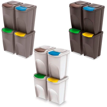 Sada 4 recyklácia kocky 140L (4x35L) Prosperplast plastové Sortibox v rôznych farbách