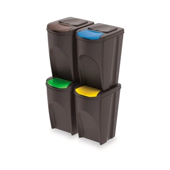 Sada 4 recyklácia kocky 140L (4x35L) Prosperplast plastové Sortibox v rôznych farbách
