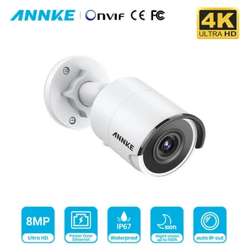 ANNKE 1PC Ultra HD 8MP POE Fotoaparát 4K IP67 Vodeodolný Security Network Bullet Nočné Videnie e-mail Upozornenie Kovové CCTV Kamery