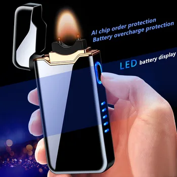 Nové Kreatívne Oblúk, plameň, USB Ľahšie Plnenie Cigariet Zapaľovač Cigaretové Zapaľovače Plazma Plameňa, Elektronické Vetru Lighte