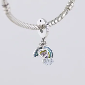 2018 Jar Nové 925 Sterling Silver Perličiek Rainbow Lásky Prívesok Charm Hodí Pôvodné Pandora Náramok DIY pre Ženy Šperky