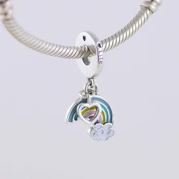 2018 Jar Nové 925 Sterling Silver Perličiek Rainbow Lásky Prívesok Charm Hodí Pôvodné Pandora Náramok DIY pre Ženy Šperky