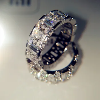 1PC/Set Luxusný Biely Zirkón Crystal Svadby Prstene Pre Ženy Móda jednoradové Pripraviť CZ Zásnubný Prsteň Z4T335