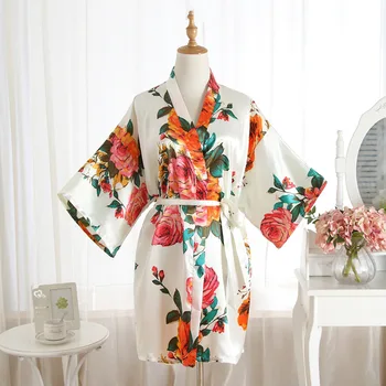 Župane Žena Sleepwear ženské Kimono Sexy Nightie Hodvábny Župan Domov Oblek pre Ženy dámske Letné Sundress Saténové Šaty
