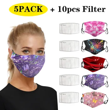 Veľa Umývateľný Vytlačené Maska Cottonblend Úst Tvár Masku Proti PM2.5 Prachu Úst Maska 2Pc Filter Uhlíkom Maska Textílie#E5