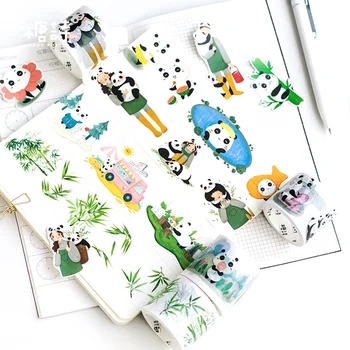 12 ks/Veľa Roztomilá Panda papier washi pásky Deco krásne panda maskovacia páska Denník kniha rám telefónu nálepky, školské potreby F475