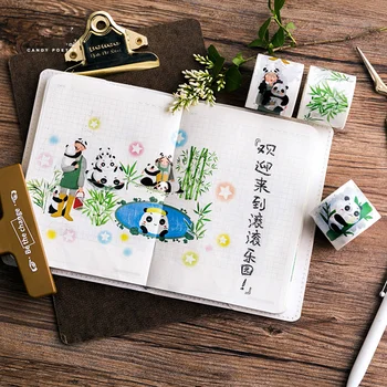 12 ks/Veľa Roztomilá Panda papier washi pásky Deco krásne panda maskovacia páska Denník kniha rám telefónu nálepky, školské potreby F475