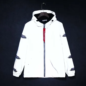 Móda Reflexná Bunda Muži/ženy Harajuku Windbreaker Bundy s Kapucňou Streetwear Kabát куртка мужская jaqueta masculino Z4