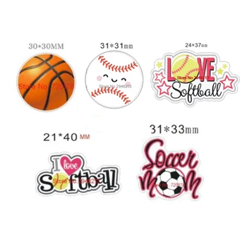4Styles Zmiešané Cartoon Softball basketbal, Futbal Flatback Živice Športové Planárne Živice pre KUTILOV, Remeselníkov 1.2 palcový RET1511