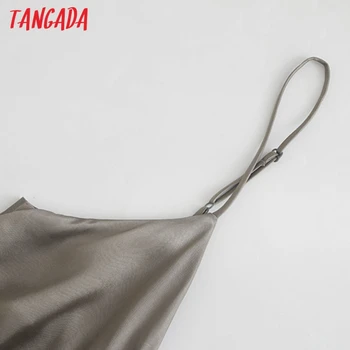 Tangada ženy skladaný saténové šaty popruh upraviť bez rukávov backless ženy sexy party midi šaty vestidos 3H700