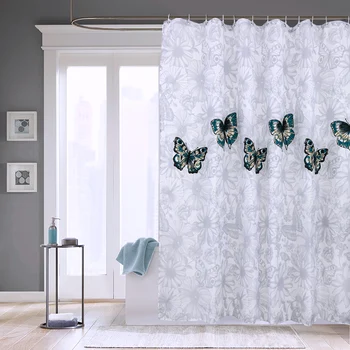 Elegantné Motýľ Polyester Vaňa Záves Na Hrubé Nepremokavé Umývateľný, Odolný Proti Plesniam Kúpeľňa So Sprchou Závesy Pre Vaňa Na Kúpanie
