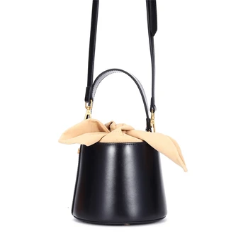 Vedro vrece kabelky ženy hnedé tašky nový štýl Luk ramenní taška messenger taška Skutočné Prvá vrstva hovädzie kože veľkou kapacitou